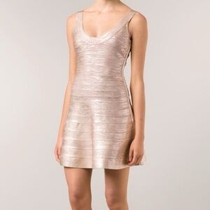 Herve Leger Dress Rose Gold Small